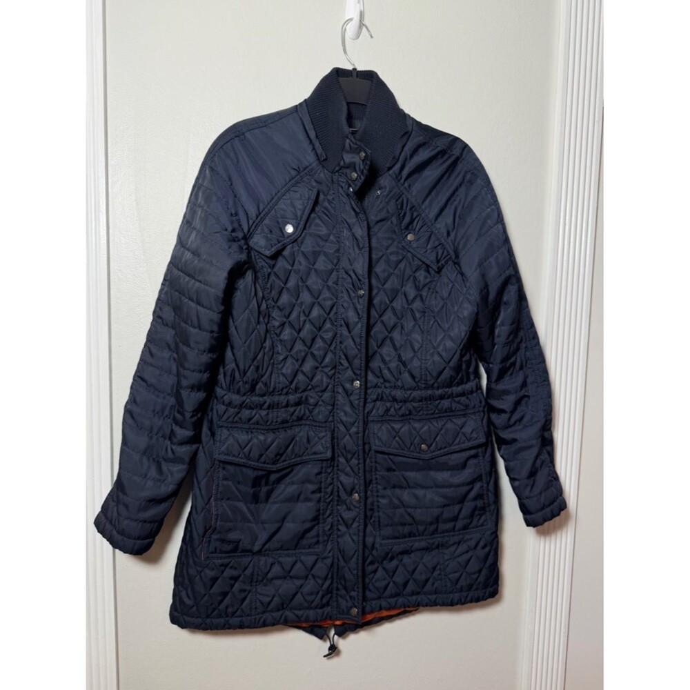 Vince Camuto Quilted Jacket Navy Blue Snap & Zip Coat Women’s Size L